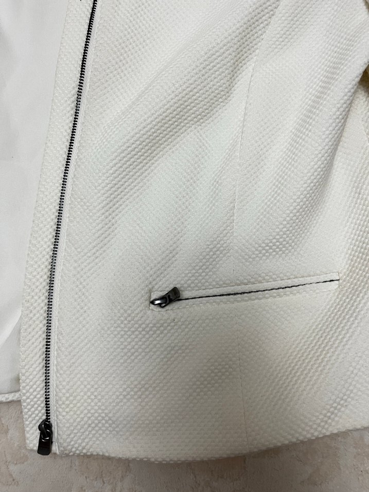 Beyaz Crop Kadın Blazer Ceket - Görsel 2