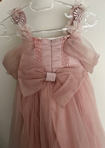Pembe Drapeli Kız Çocuk Elbise - Görsel 2