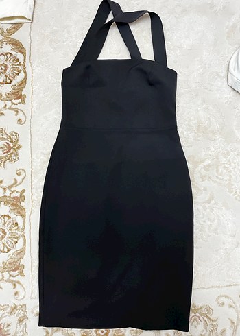 Siyah çapraz askılı diz üstü elbise - Görsel 2