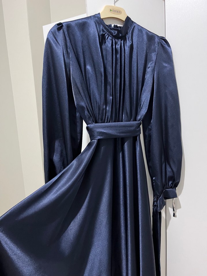 Bohem Tarzı Uzun lacivert Mezuniyet Elbisesi - Görsel 3