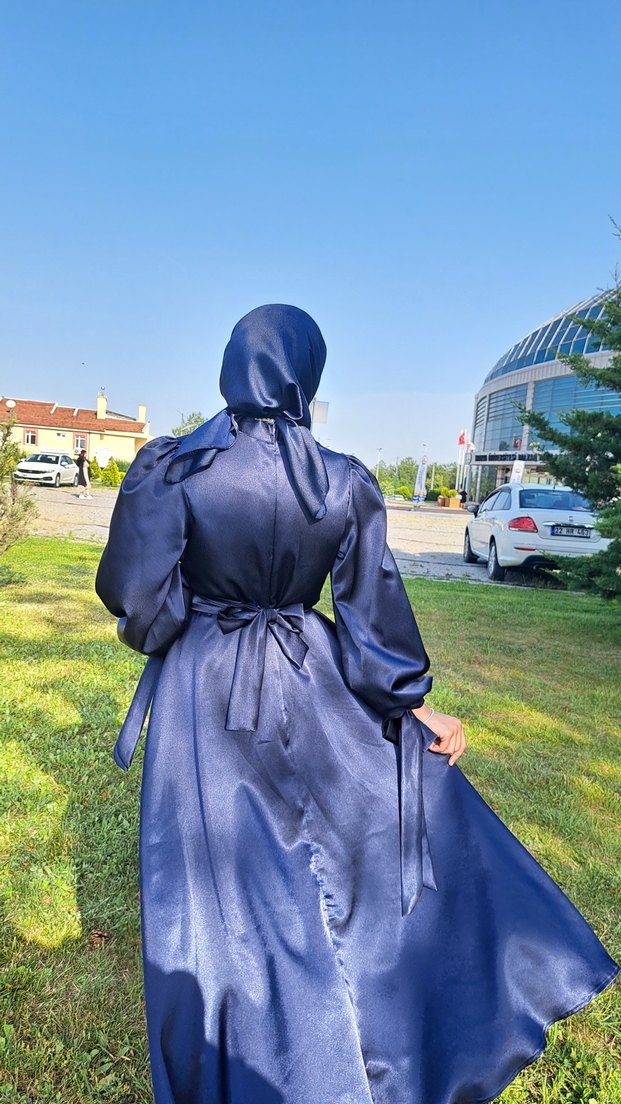 Bohem Tarzı Uzun lacivert Mezuniyet Elbisesi - Görsel 2