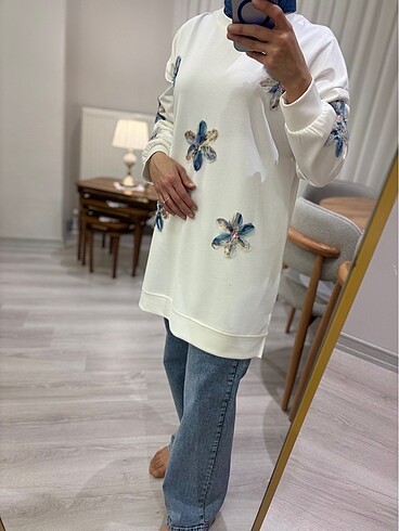 Organze çiçekli tunik
