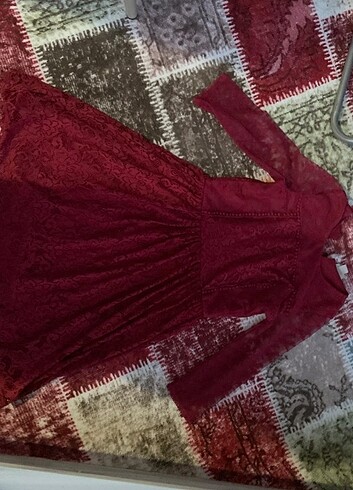 11-12 Yaş Beden bordo Renk lcw 12 yas elbise