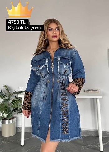 Eforsuz şıklık Denim trençkot elbise
