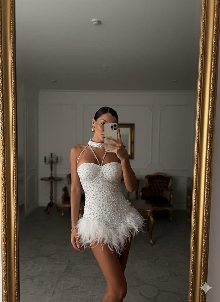 Siyah Mini Straplez Elbise - Görsel 5