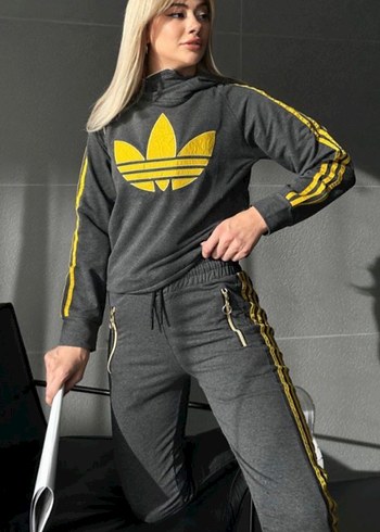 Gri Kadın Spor Takımı, Uzun Kollu, Fermuarlı