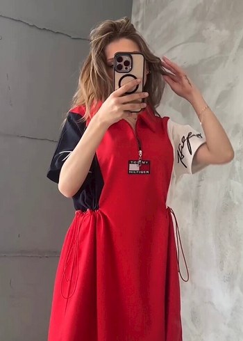 Tommy  Kırmızı Mini  Günlük Elbise - Görsel 2