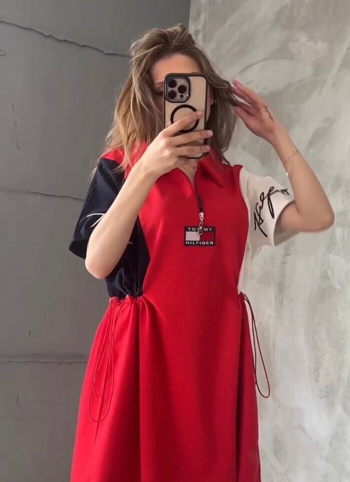 Tommy  Kırmızı Mini  Günlük Elbise - Görsel 2