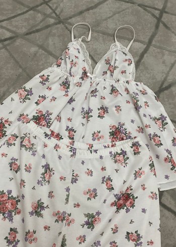 Çiçek Desenli Bohem Kısa Kadın Pijama Takımı - Görsel 3