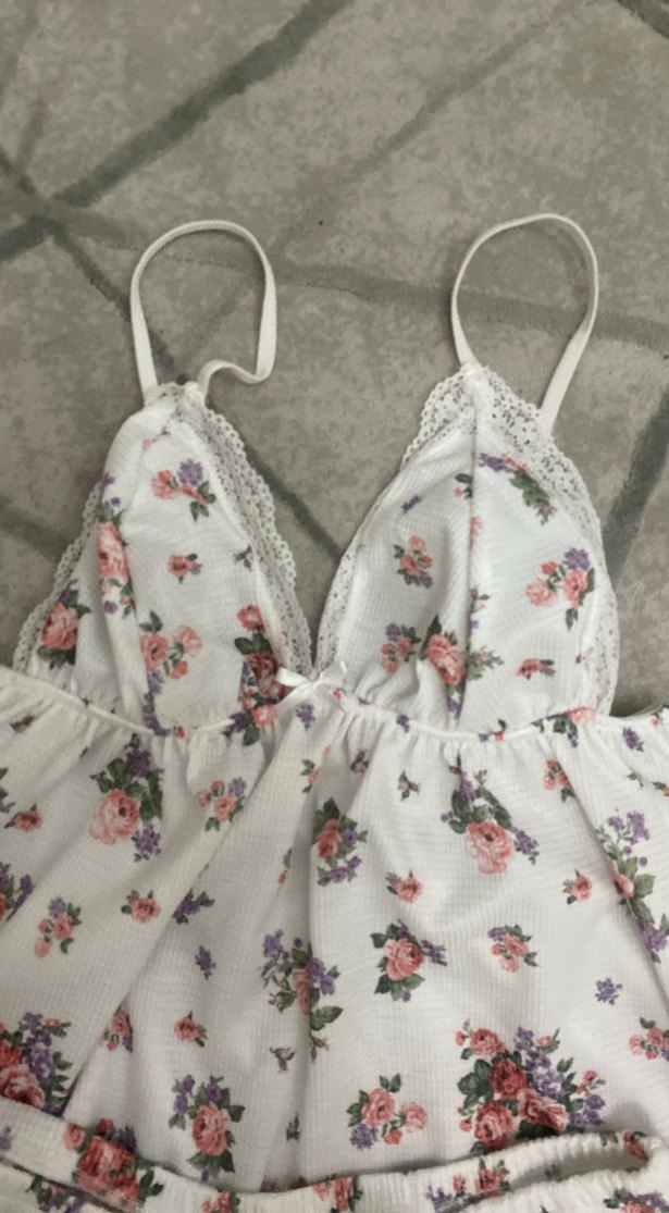 Çiçek Desenli Bohem Kısa Kadın Pijama Takımı - Görsel 4