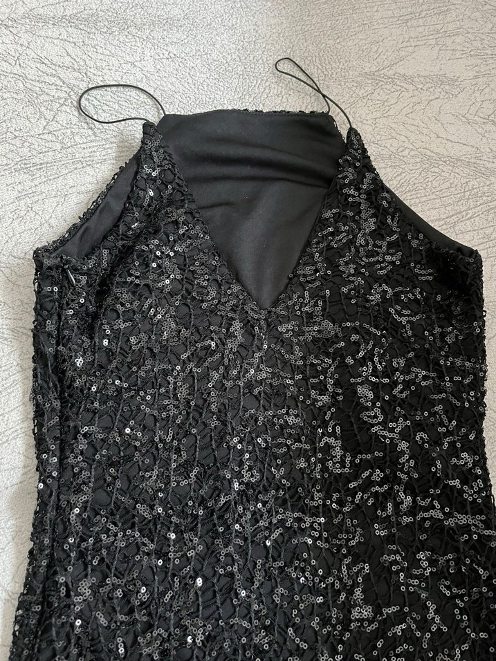 Siyah Nakışlı Uzun Kollu Gotik Abiye Elbise - Görsel 4