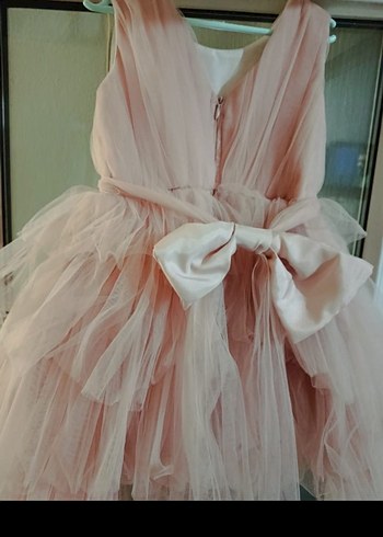 Pembe Fırfırlı Modern Klasik Kız Çocuk Elbisesi - Görsel 3
