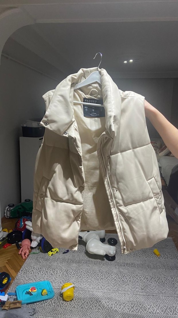 Düğmeli Beyaz Kadın Yelek - Görsel 3