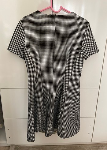 Zara M beden Kareli Piliseli Gri  Elbise - Görsel 4