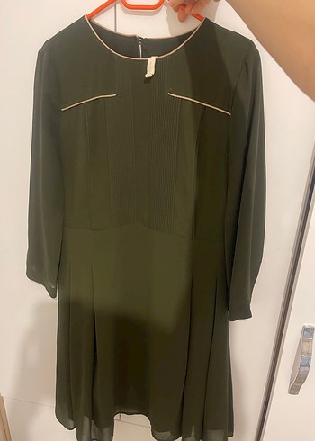 Piliseli elbise Haki renk , Haki Renk - Görsel 2