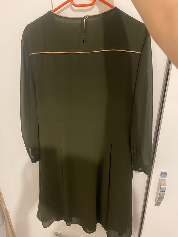 Piliseli  elbise Haki renk , Haki Renk - Görsel 3