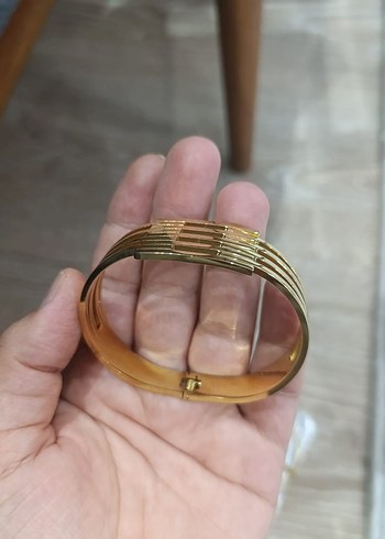 Sterling silver Kadın Parlak Altın Tokalı Bileklik Çelik kaburga bileklik