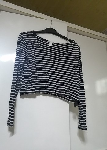 Uzun kolu krop bluz - Görsel 3