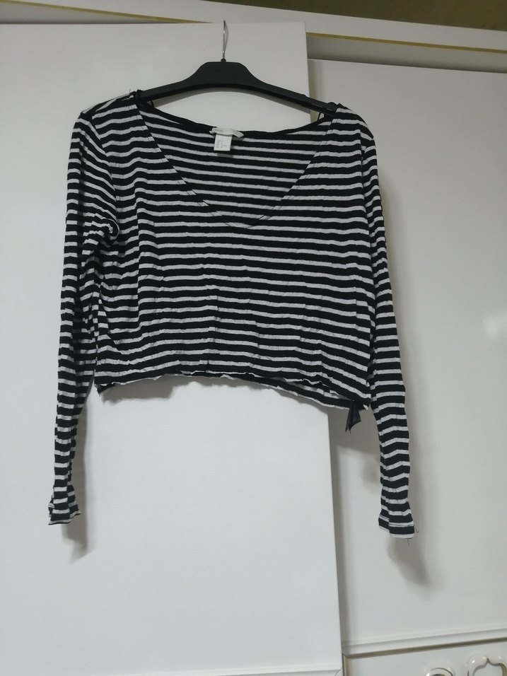 Uzun kolu krop bluz - Görsel 4