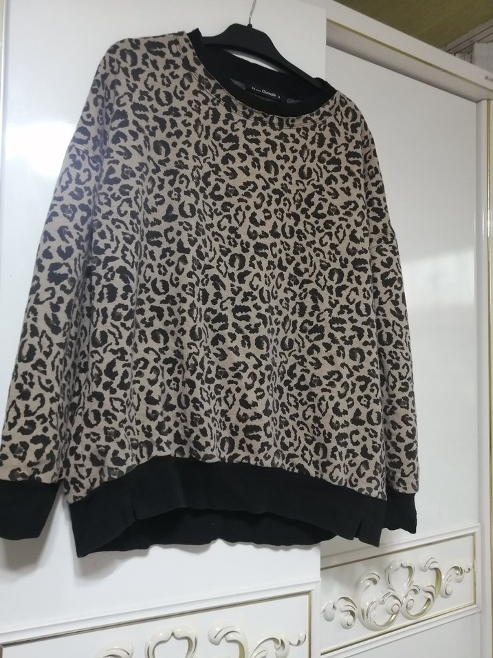 Kahverengi Leopar Desenli Kadın Kazak s beden ama  M.L bendelere - Görsel 2