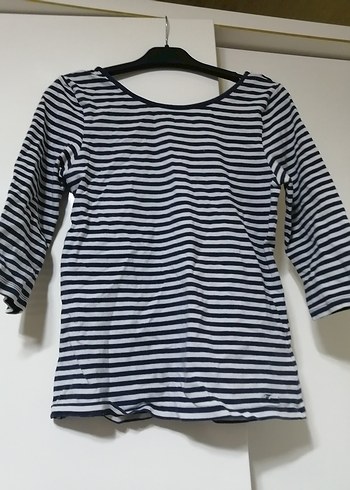 Mavi Gri Çizgili Kadın Uzun Kollu Bluz defosu yoktur - Görsel 4