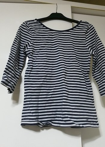 Mavi Gri Çizgili Kadın Uzun Kollu Bluz defosu yoktur - Görsel 6