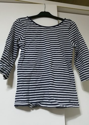 Mavi Gri Çizgili Kadın Uzun Kollu Bluz defosu yoktur - Görsel 5