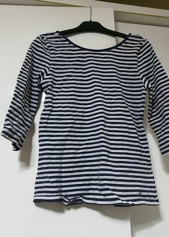 Mavi Gri Çizgili Kadın Uzun Kollu Bluz defosu yoktur - Görsel 3