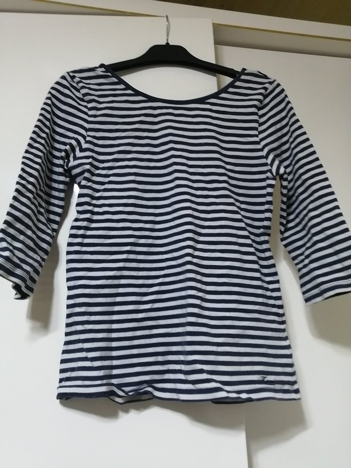 Mavi Gri Çizgili Kadın Uzun Kollu Bluz defosu yoktur - Görsel 4