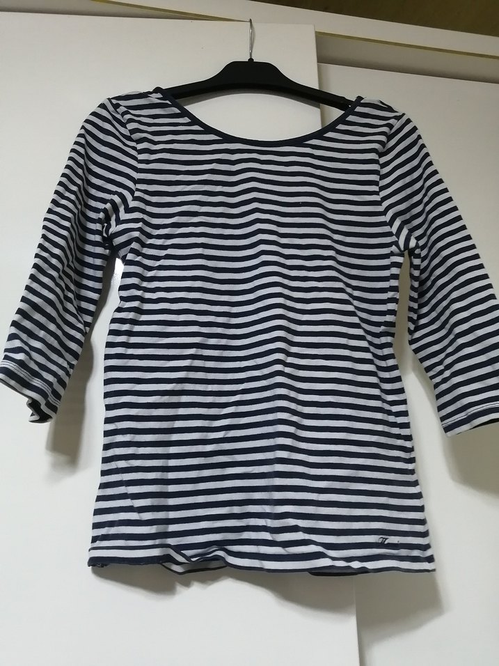 Mavi Gri Çizgili Kadın Uzun Kollu Bluz defosu yoktur - Görsel 5