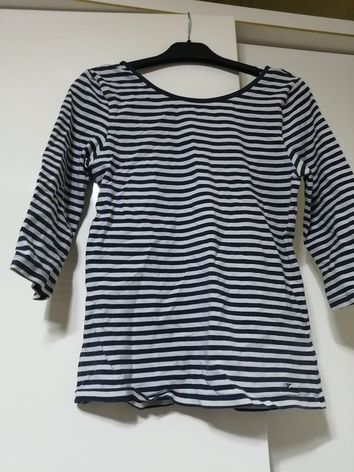 Mavi Gri Çizgili Kadın Uzun Kollu Bluz defosu yoktur - Görsel 3