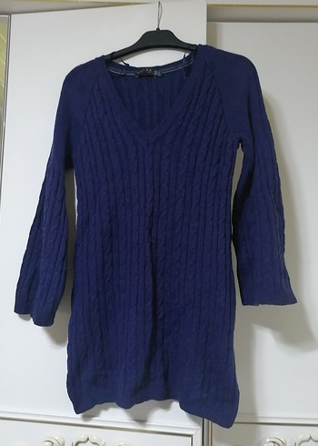 Lacivert V Yaka Kadın Örgü Kazak koton marka - Görsel 5