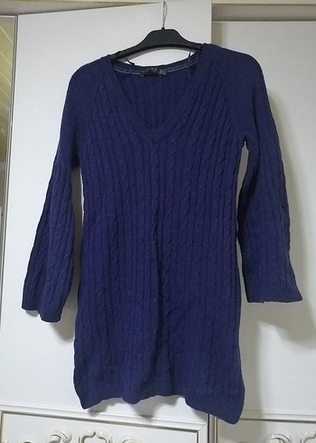 Lacivert V Yaka Kadın Örgü Kazak koton marka - Görsel 6