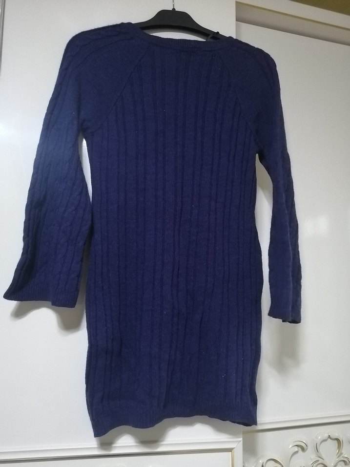 Lacivert V Yaka Kadın Örgü Kazak koton marka - Görsel 3