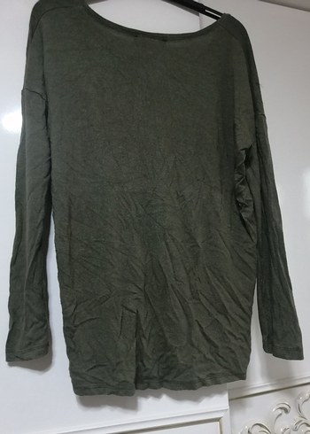 Gri Kadın Uzun Kollu Keten Kazak - Görsel 3