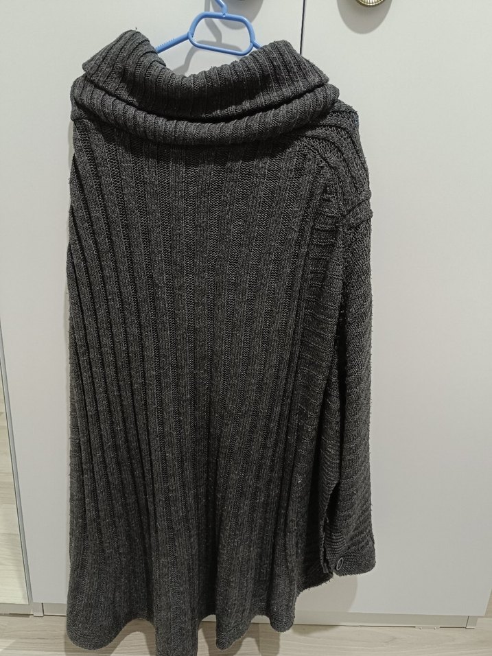 Gri Yüksek Yakalı Örgü Kadın Kazak - Görsel 3