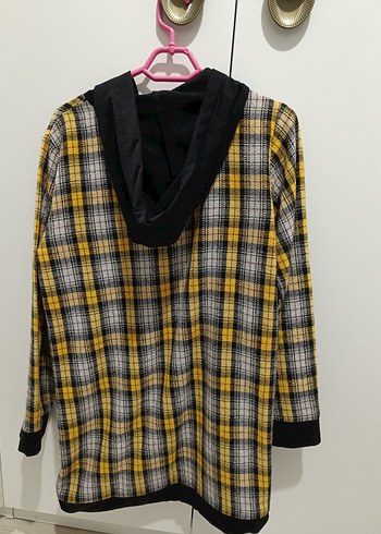 Sarı Ekose Kapüşonl Ceket - Görsel 2