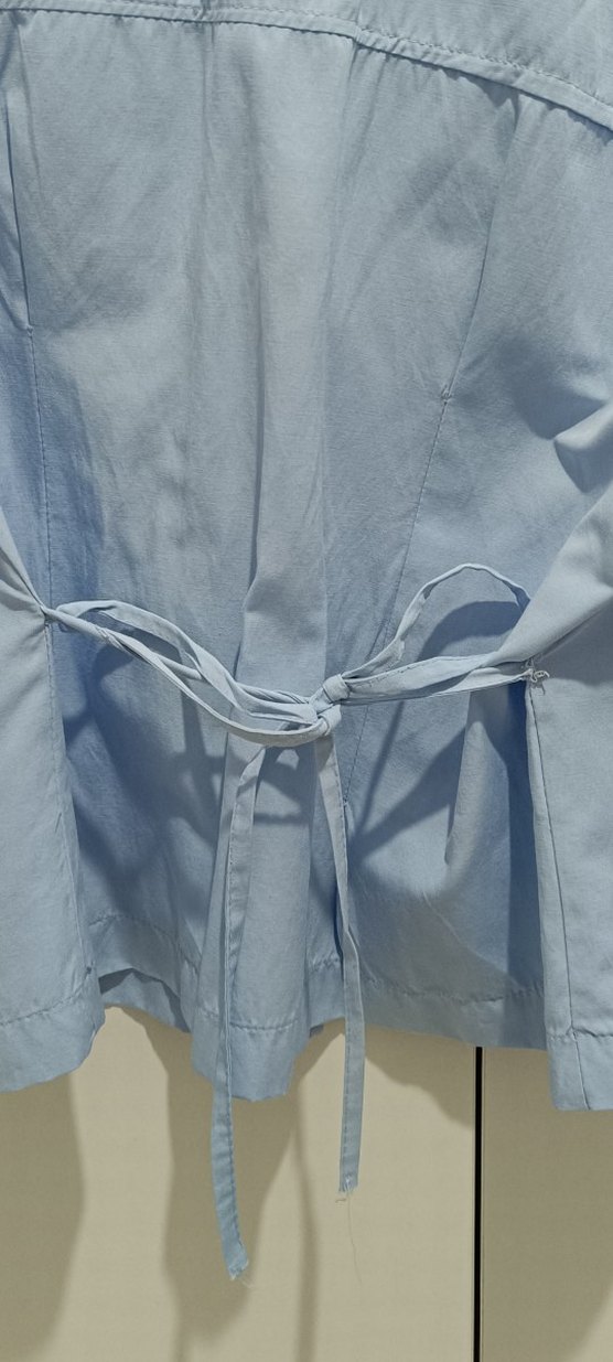 Mavi saten Kadın Gömlek, Uzun Kollu, Düğmeli - Görsel 5