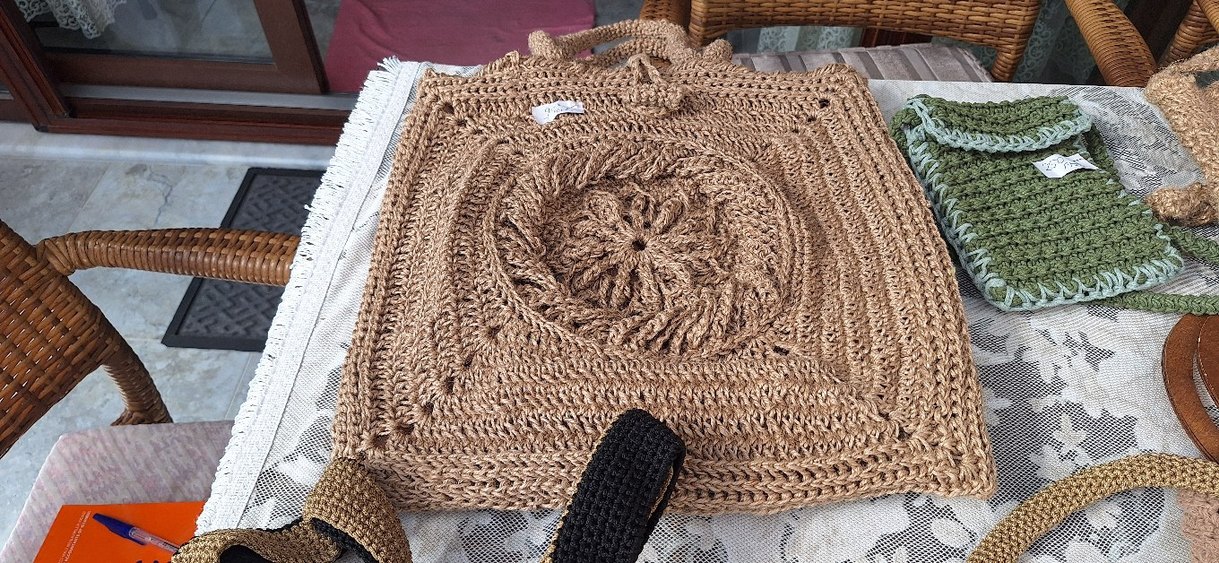 Bej Örgü Dantel Detaylı Bohem Kol Çantası - Görsel 3