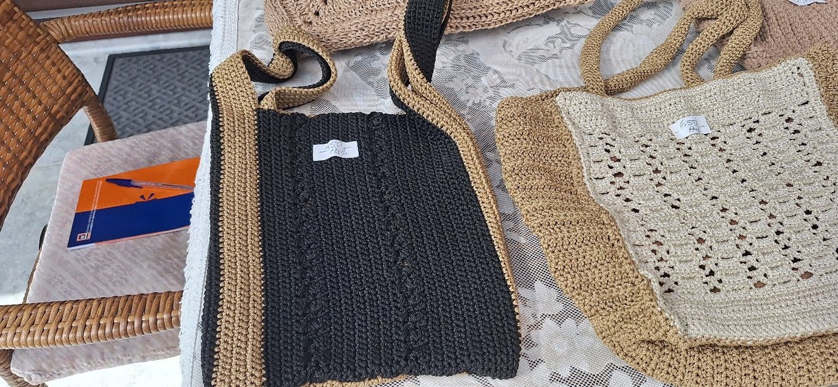 Bej Örgü Dantel Detaylı Bohem Kol Çantası - Görsel 2