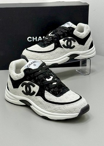 Chanel Beyaz Gri Baskılı Kadın Spor Ayakkabı