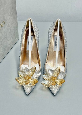 39 Beden beyaz Renk Jimmy Choo Beyaz Payetli Yüksek Topuklu Kadın Ayakkabı