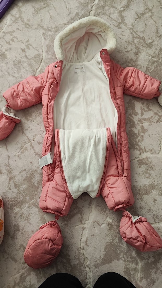 Mayoral Kapüşonlu Pembe Bebek Tulumu - Görsel 2