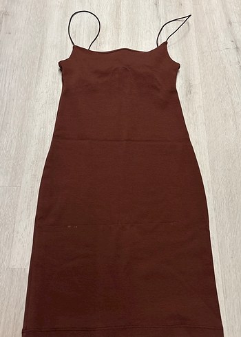 Kahverengi Askılı mini Elbise