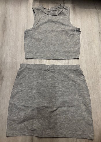 Gri Basic Mini Etek takımı