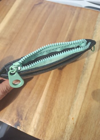 Beden Siyah Suni Deri Fermuarlı Kadın Cüzdanı