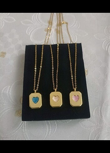 Gold,renkli kalp kolye çeşitleri