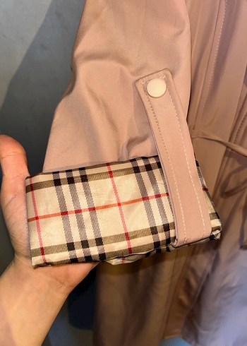 Pembe Kadın Kuşaklı Uzun Trençkot - Görsel 3