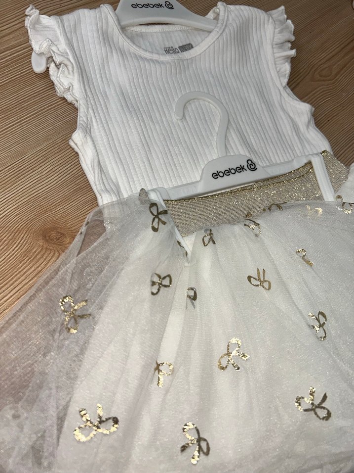 Kız Çocuk Beyaz Dantelli Nakışlı Elbise - Görsel 3