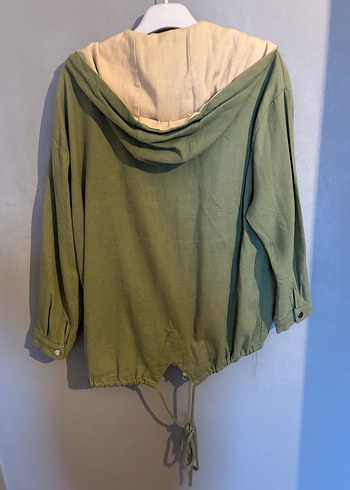 Düğmeli Yeşil Keten Kadın Ceket - Görsel 5